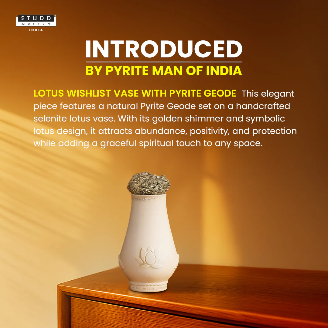 Lotus Wishlist Vase with Pyrite Geode - Image 3