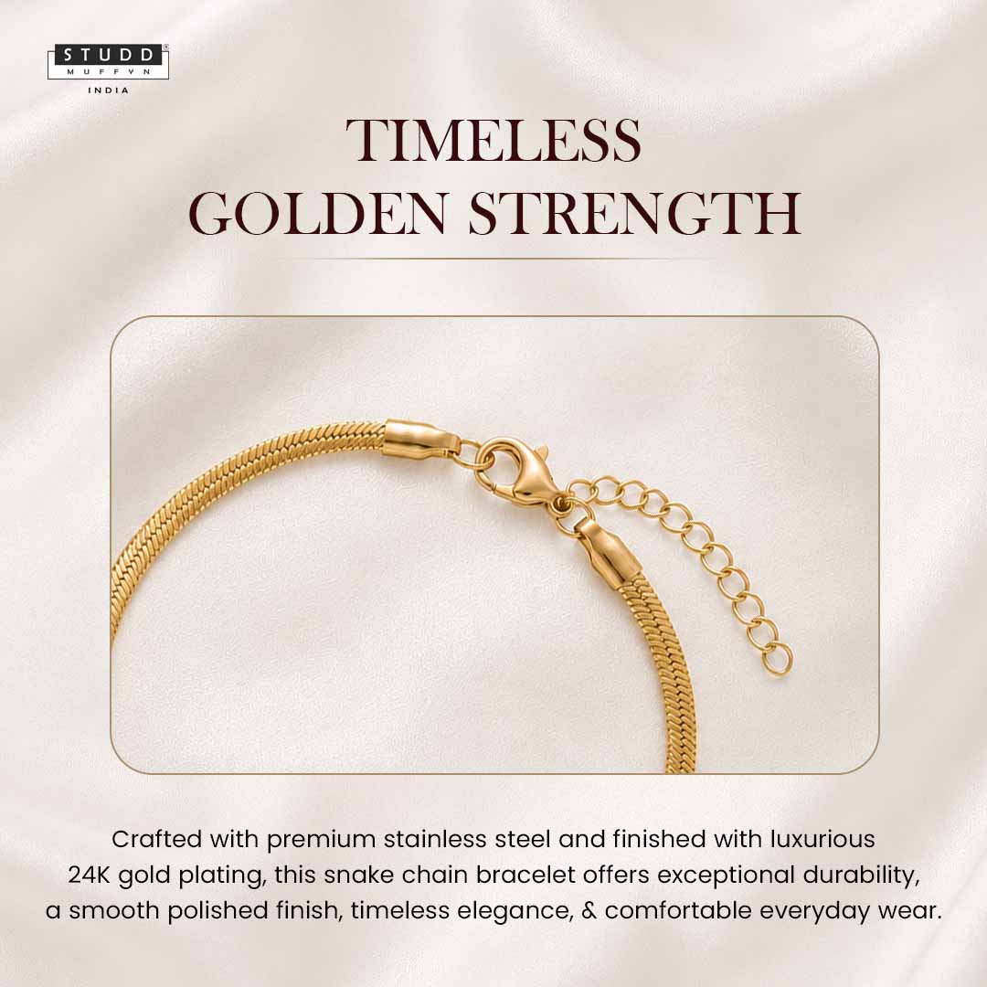 Snake Chain Bracelet Gold - 24k Gold Plated - Image 3