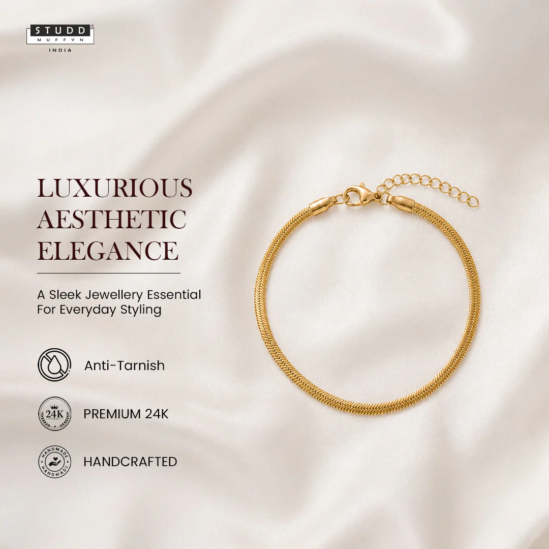 Snake Chain Bracelet Gold - 24k Gold Plated - Image 5