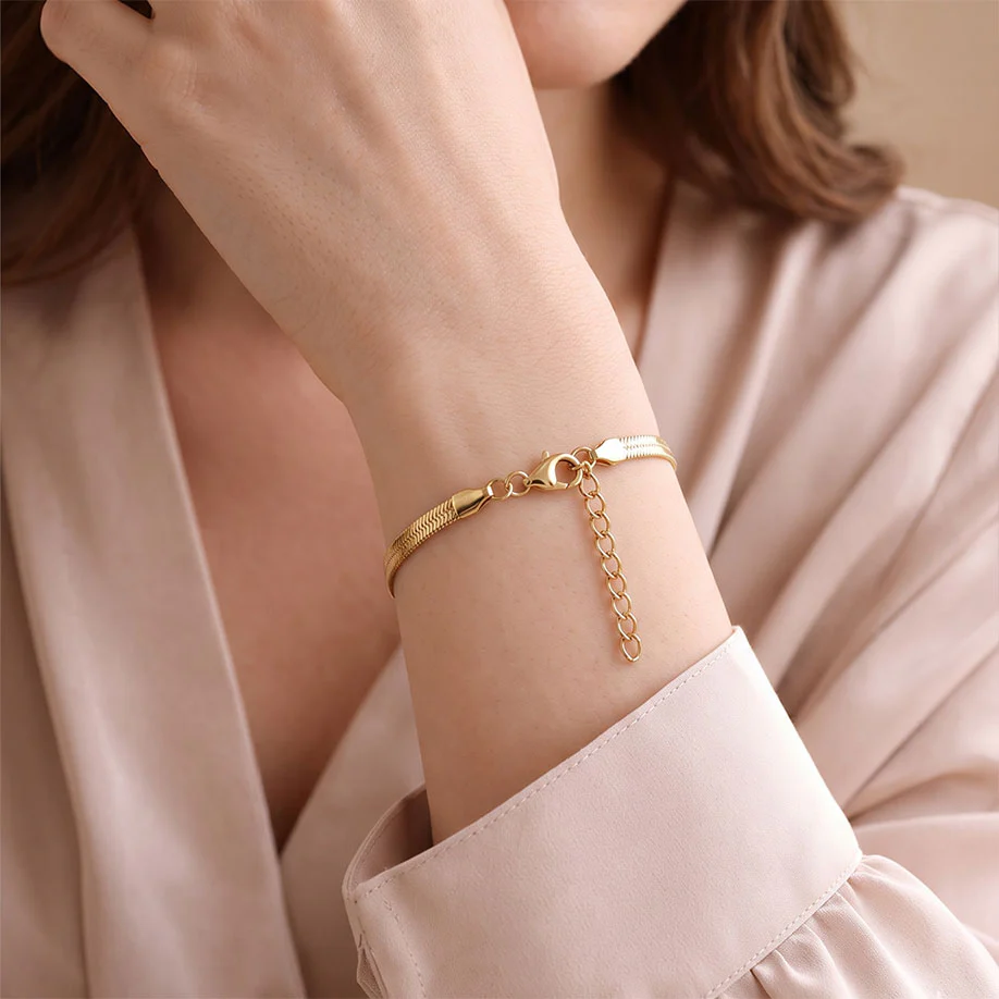 Snake Chain Bracelet Gold - 24k Gold Plated - Image 6