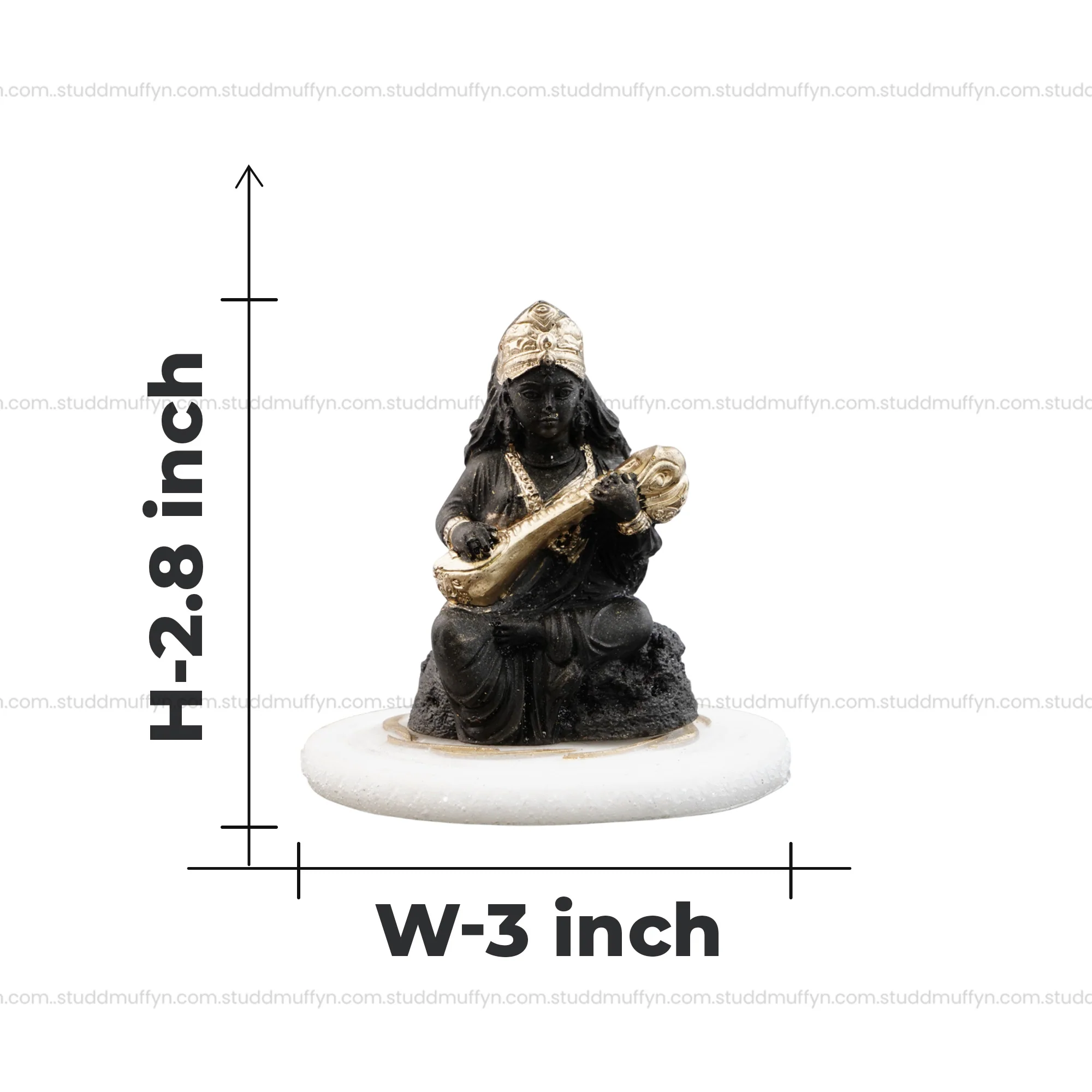 Pyrite Goddess Saraswati on Selenite Coaster I Miniature Series - Image 6