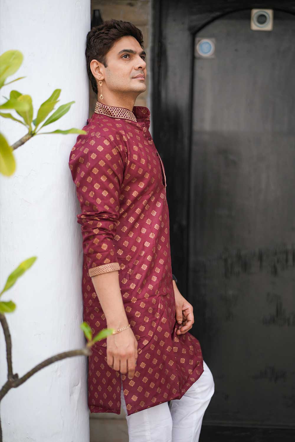 Maroon Block Print Kurta - Image 5