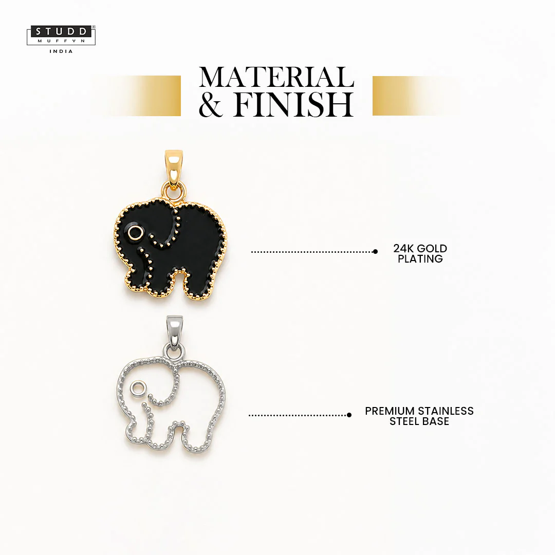 Mini Elephant Pendant - 24k Gold Plated [ With Chain ] - Image 3