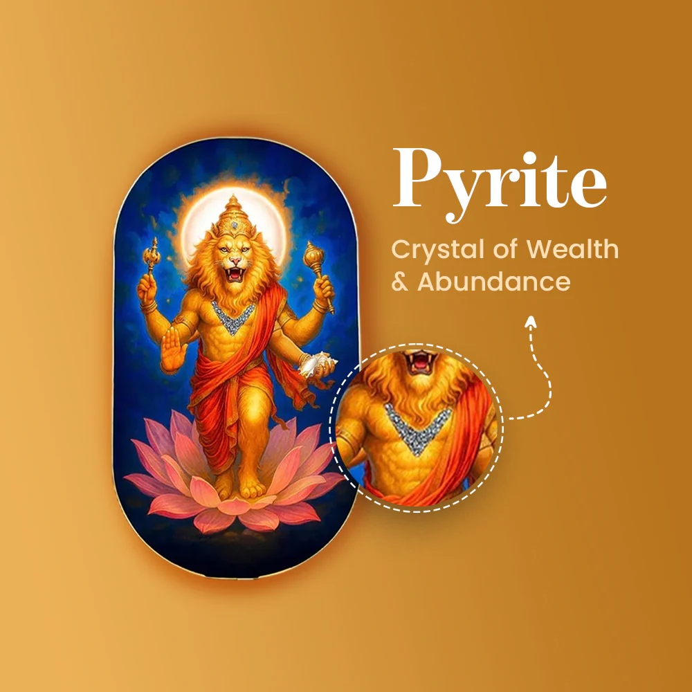 Lord Narasimha Pyrite Frame [ Capsule Shape ] - Image 3