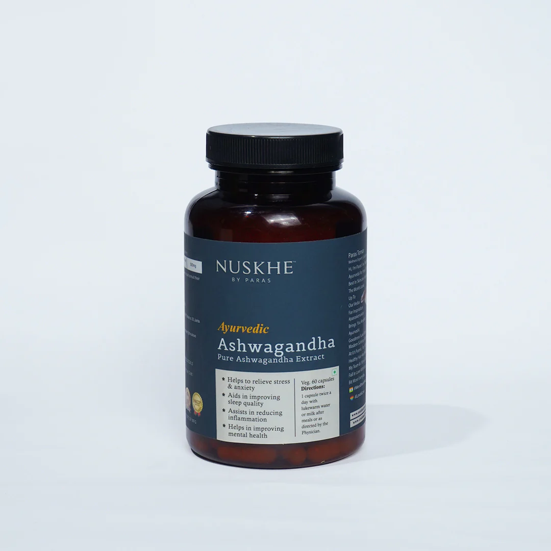 Nuskhe by Paras Ayurvedic Ashwagandha Pure Ext for Men and Women -60 Veg Capsules - Image 5