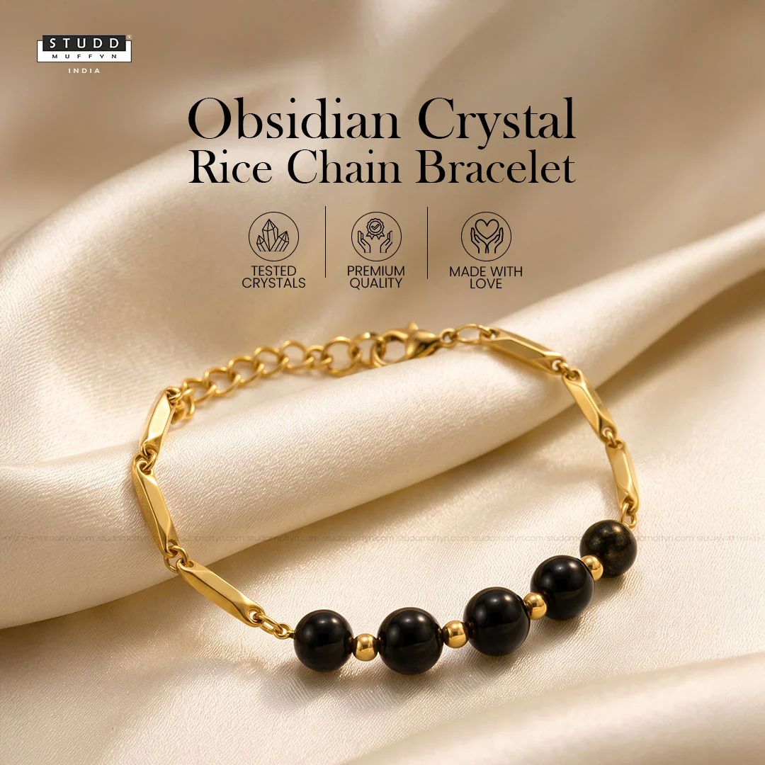 Obsidian Crystal Rice Chain Bracelet - Image 2