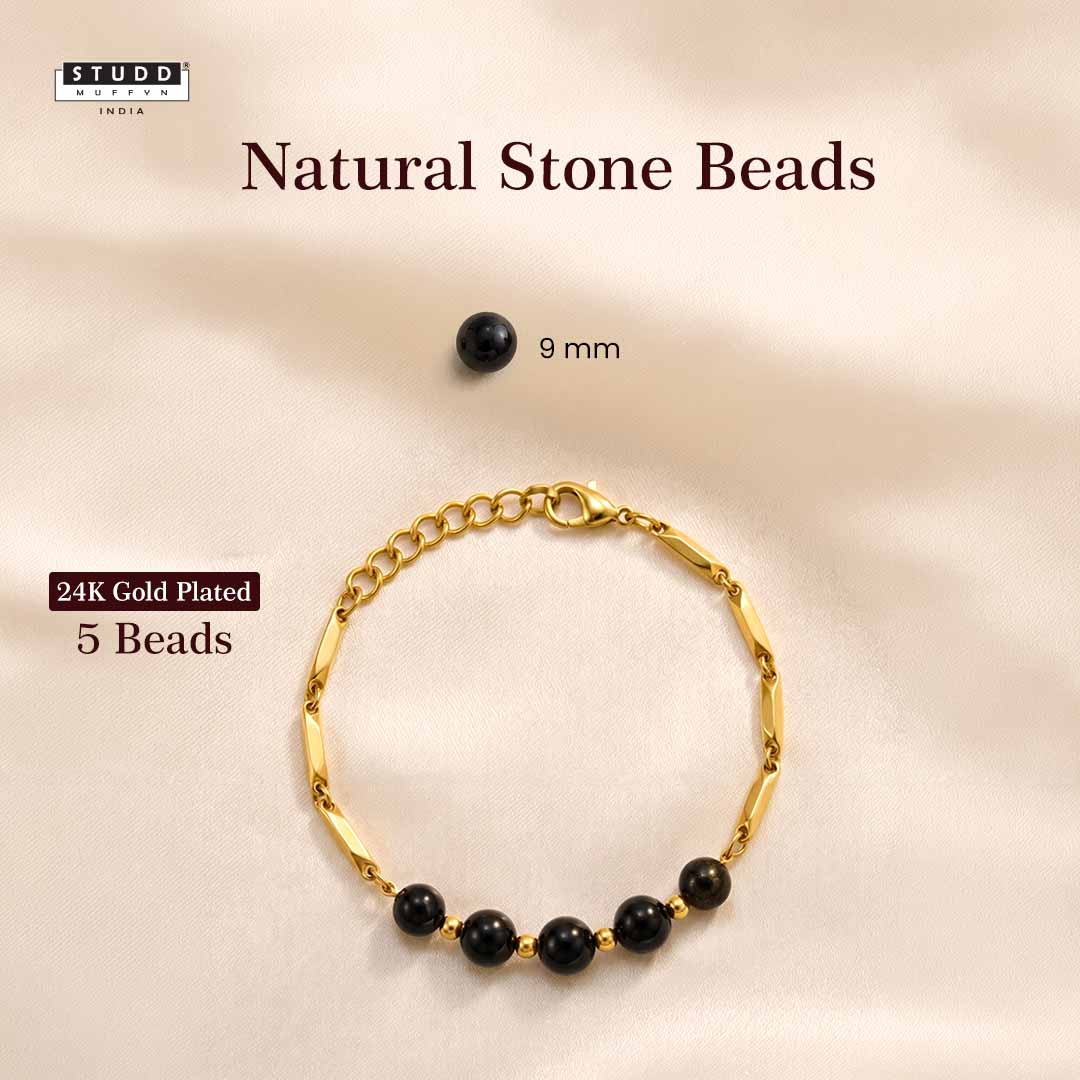 Obsidian Crystal Rice Chain Bracelet - Image 5