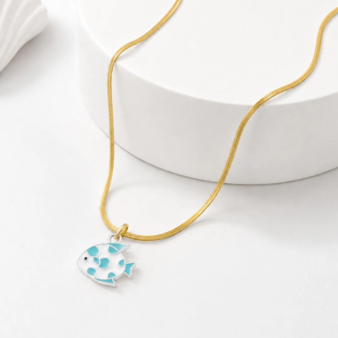 Ocean Fish Pendant - 24k Gold Plated [ With Chain ]