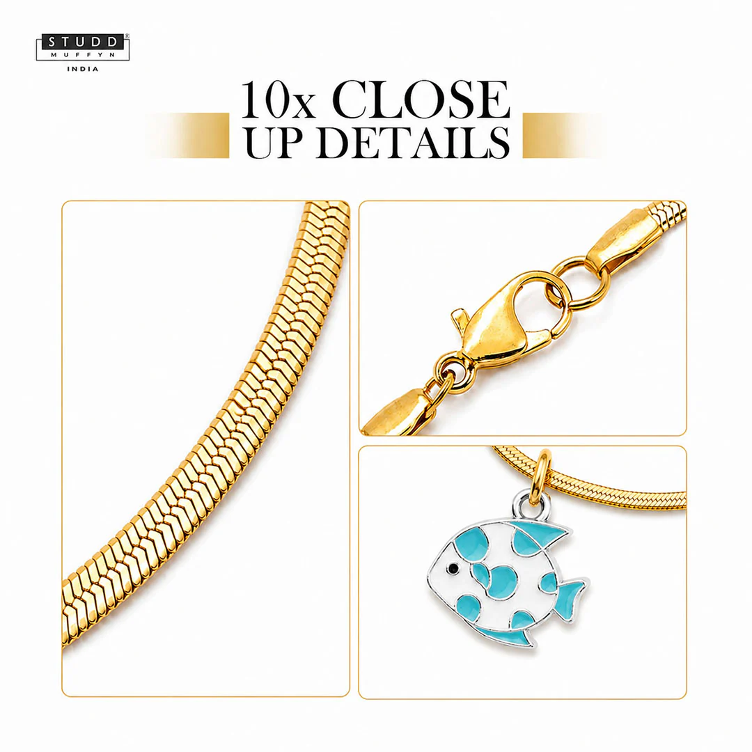 Ocean Fish Pendant - 24k Gold Plated [ With Chain ] - Image 5