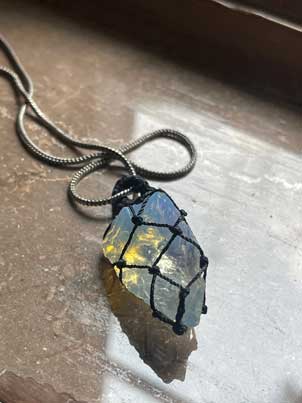 Opalite Mesh Weave Crystal Pendant (Chain not included) - Image 7