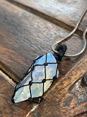 Opalite Mesh Weave Crystal Pendant (Chain not included) - Image 8