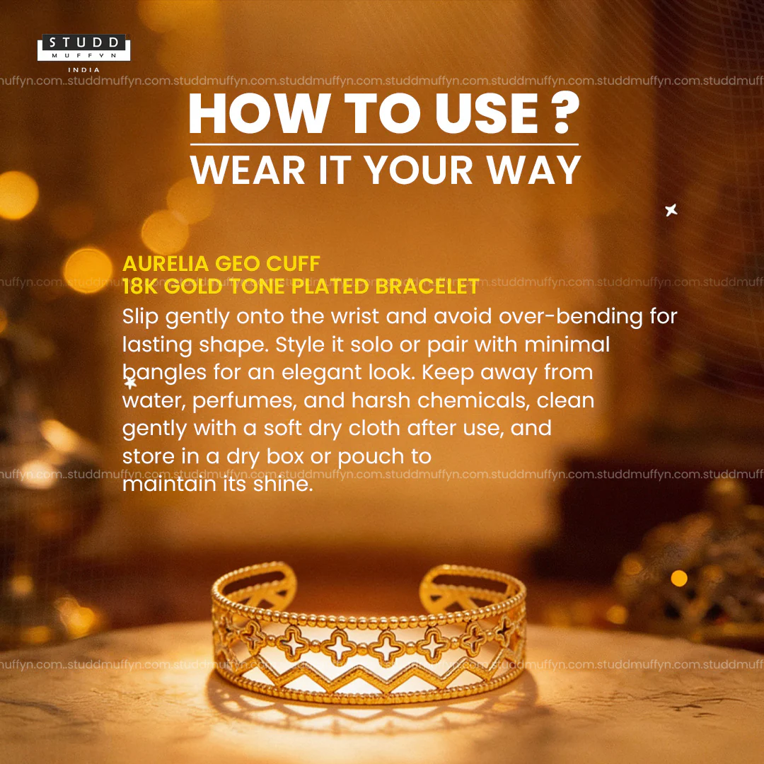 Aurelia Geo Cuff - 18K Gold Tone Plated Bracelet - Image 3