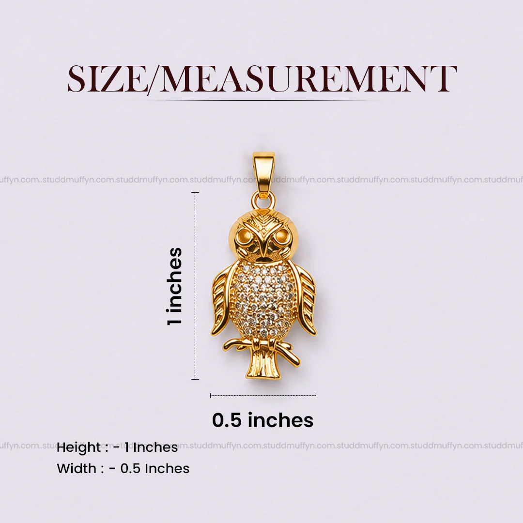 The Protection OWL pendant - 24k Gold Tone Plated [ With Chain ] - Image 9