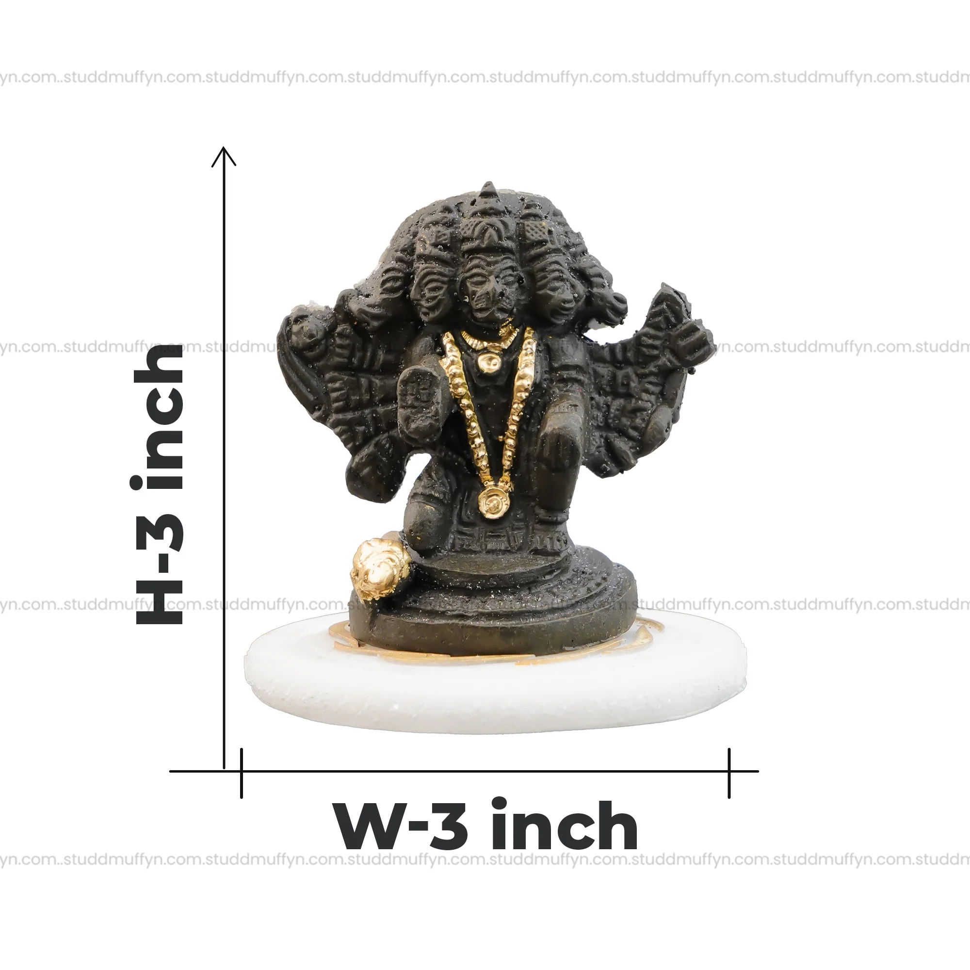 Pyrite Panchmukhi Hanuman Ji on Selenite Coaster - Image 6