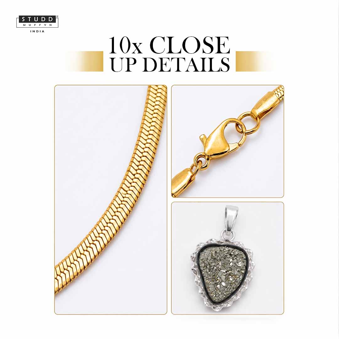 Peru Pyrite Pendant & Tiger eye Pencil Pendent with Chain - Image 6