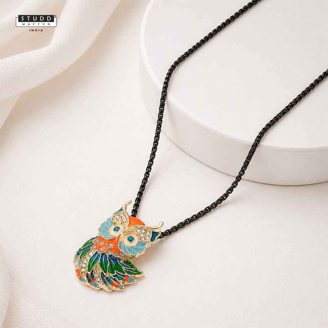 Prism Guardian Owl Pendant – 24K Gold Tone Plated [With Chain]