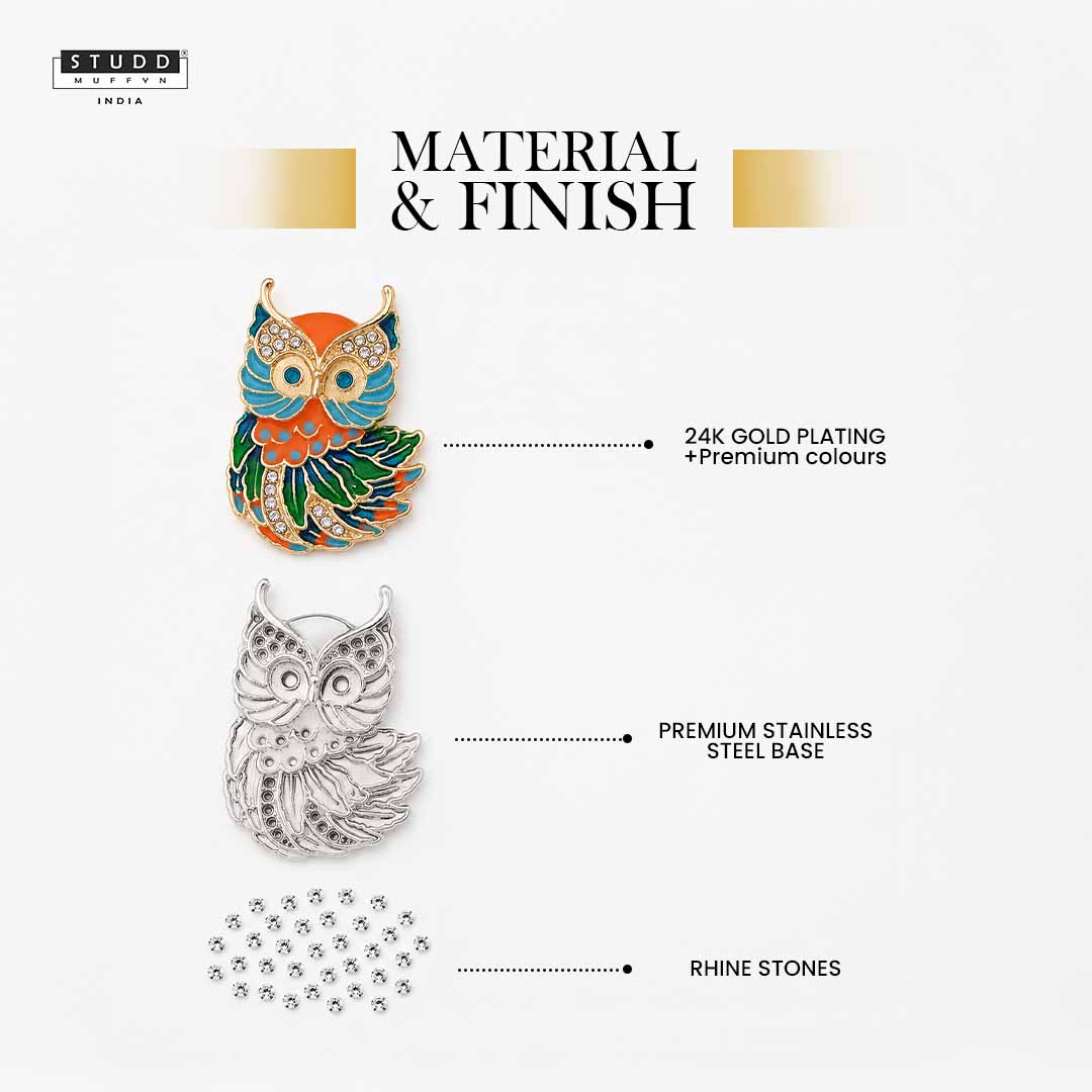 Prism Guardian Owl Pendant – 24K Gold Tone Plated [With Chain] - Image 3