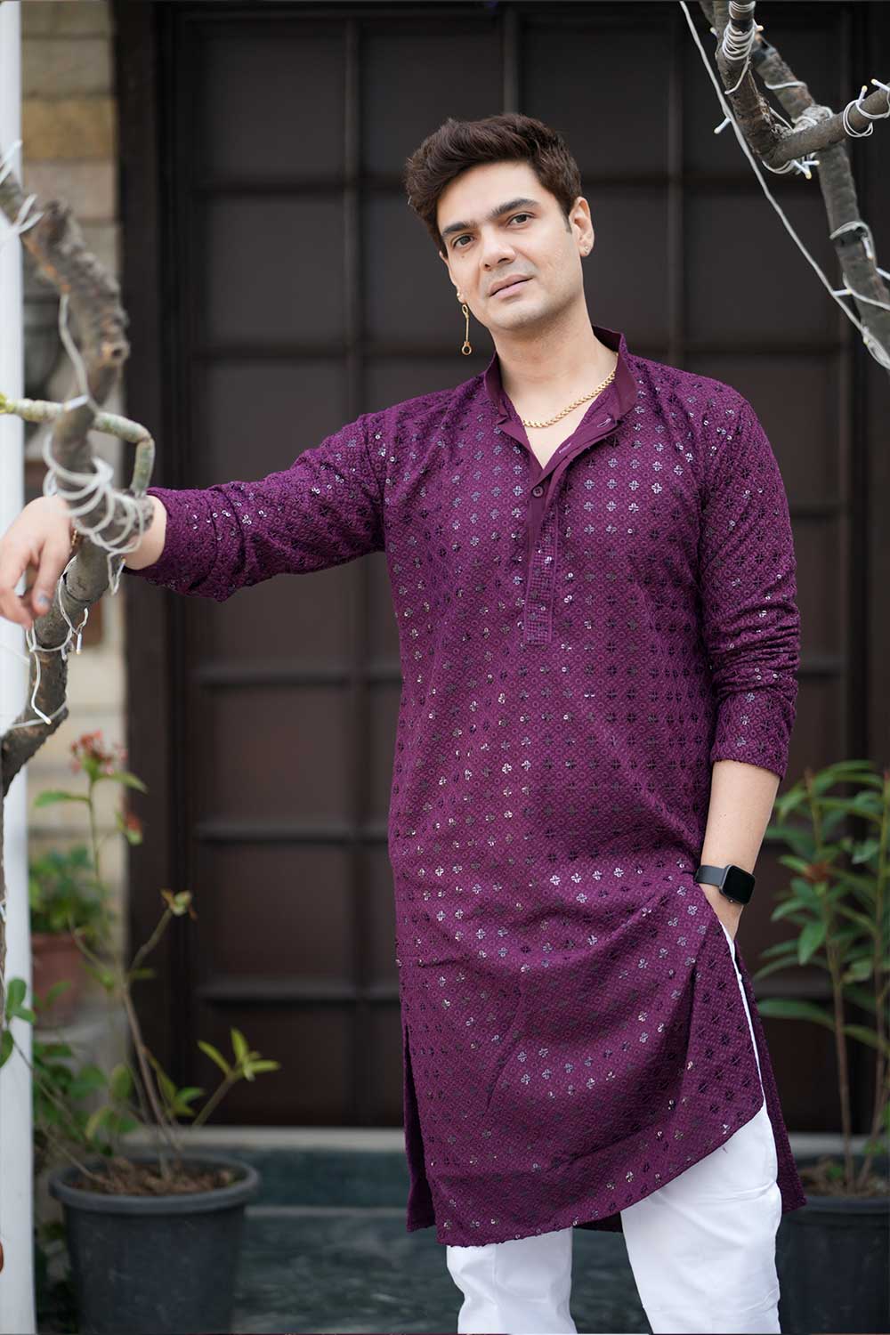 Purple Chikankari Kurta - Image 4