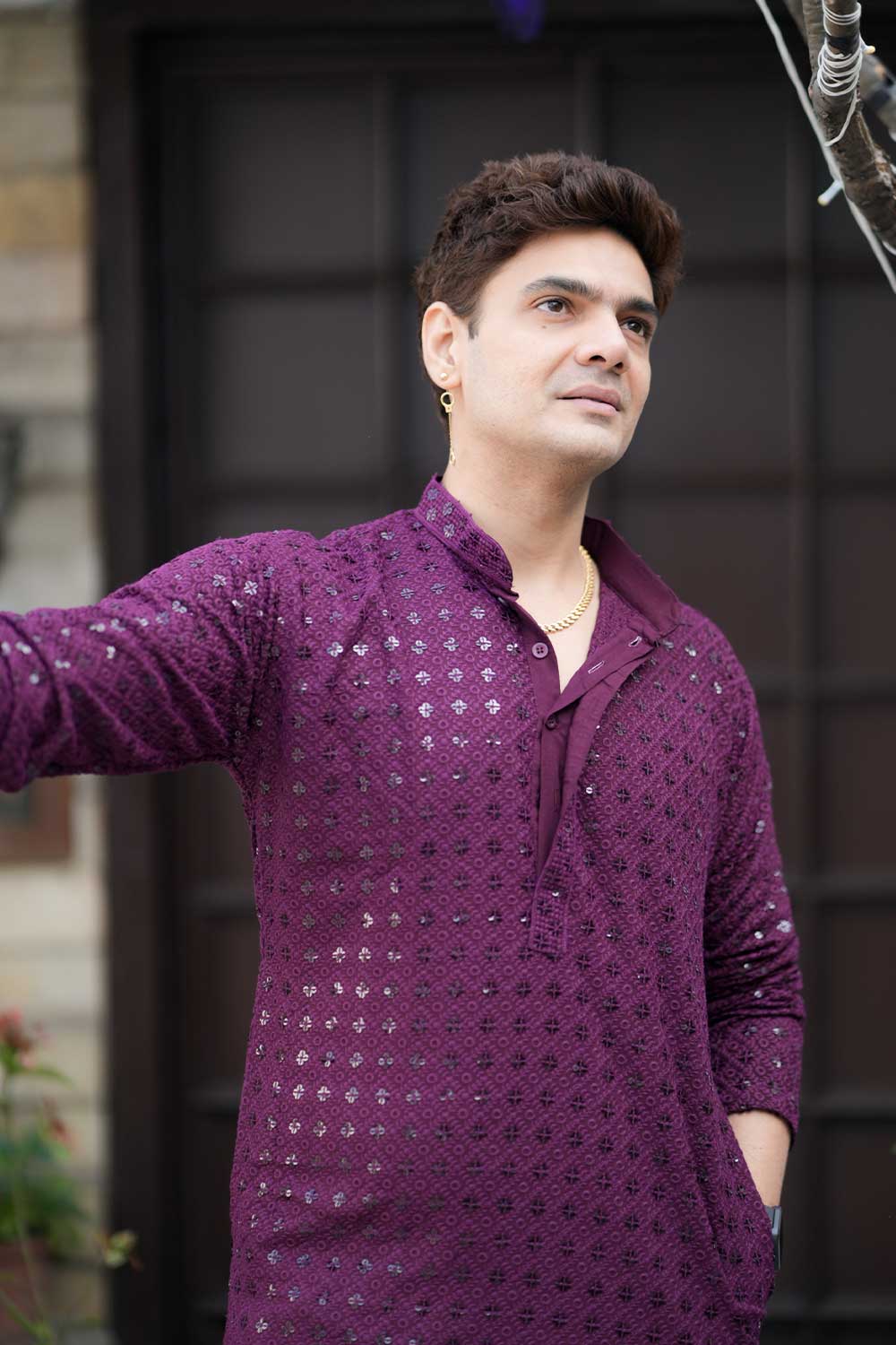 Purple Chikankari Kurta - Image 5