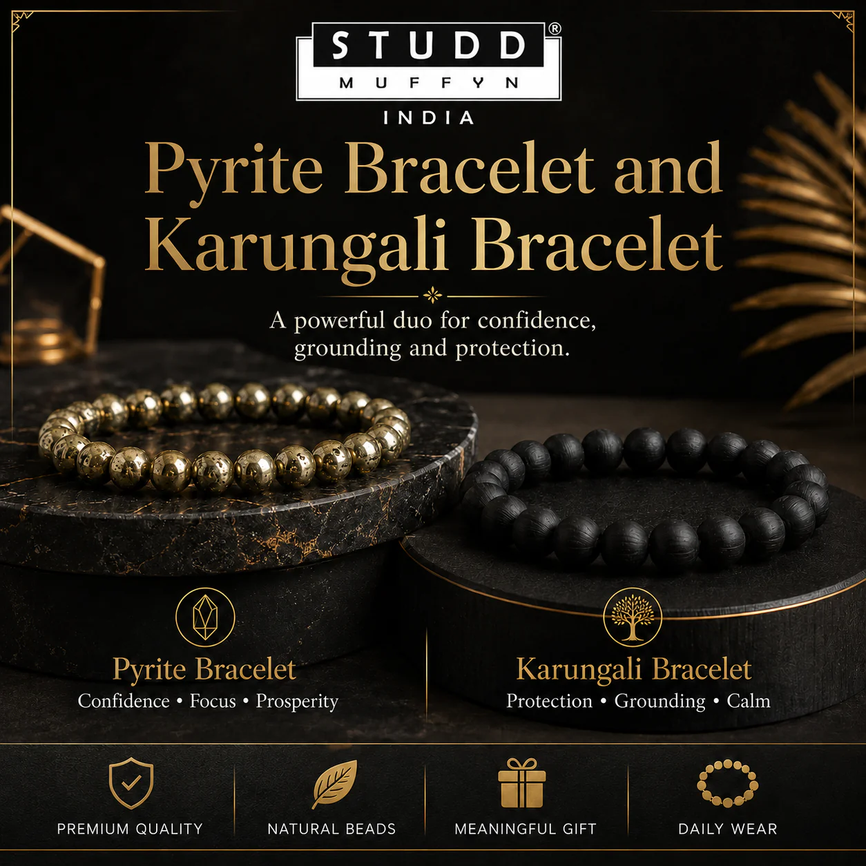 PYRITE AND KARUNGALI BRACELET - Image 2