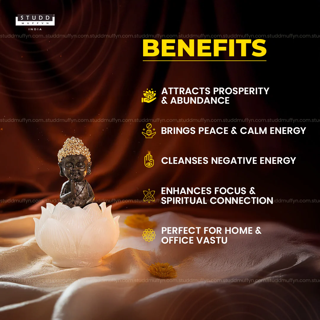 Pyrite Baby Buddha on Selenite Lotus - Image 4