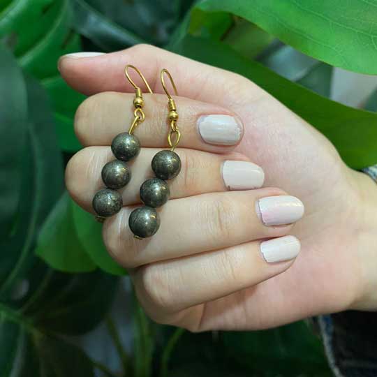 Pyrite Beads Earrings - Image 7
