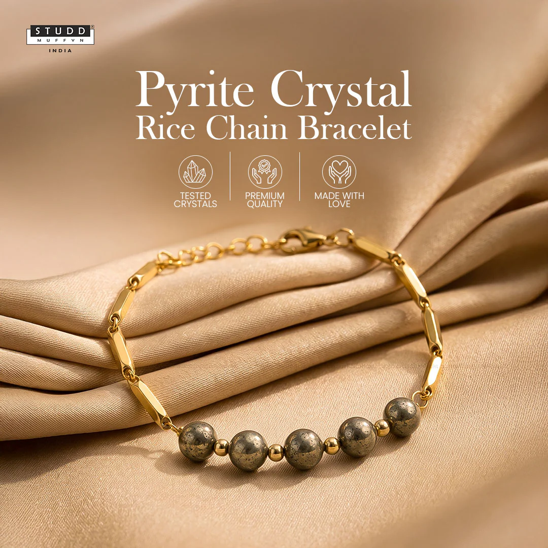 Pyrite Crystal Rice Chain Bracelet - Image 2