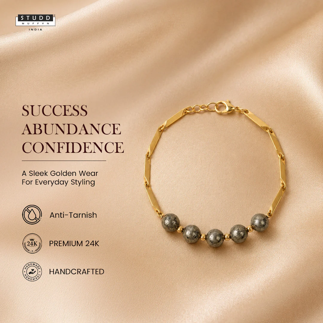 Pyrite Crystal Rice Chain Bracelet - Image 6