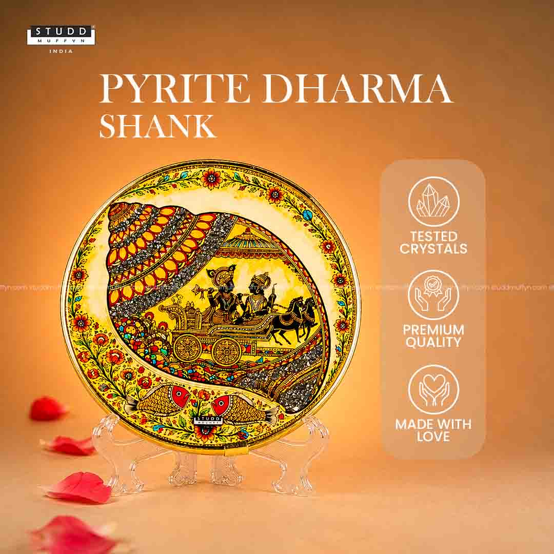 Pyrite Dharma Shank | Madhubani Art Frame - Image 2