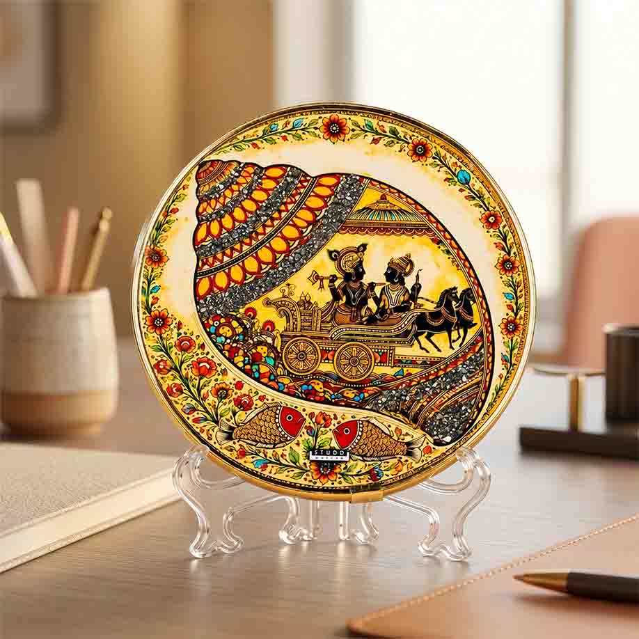 Pyrite Dharma Shank | Madhubani Art Frame - Image 6
