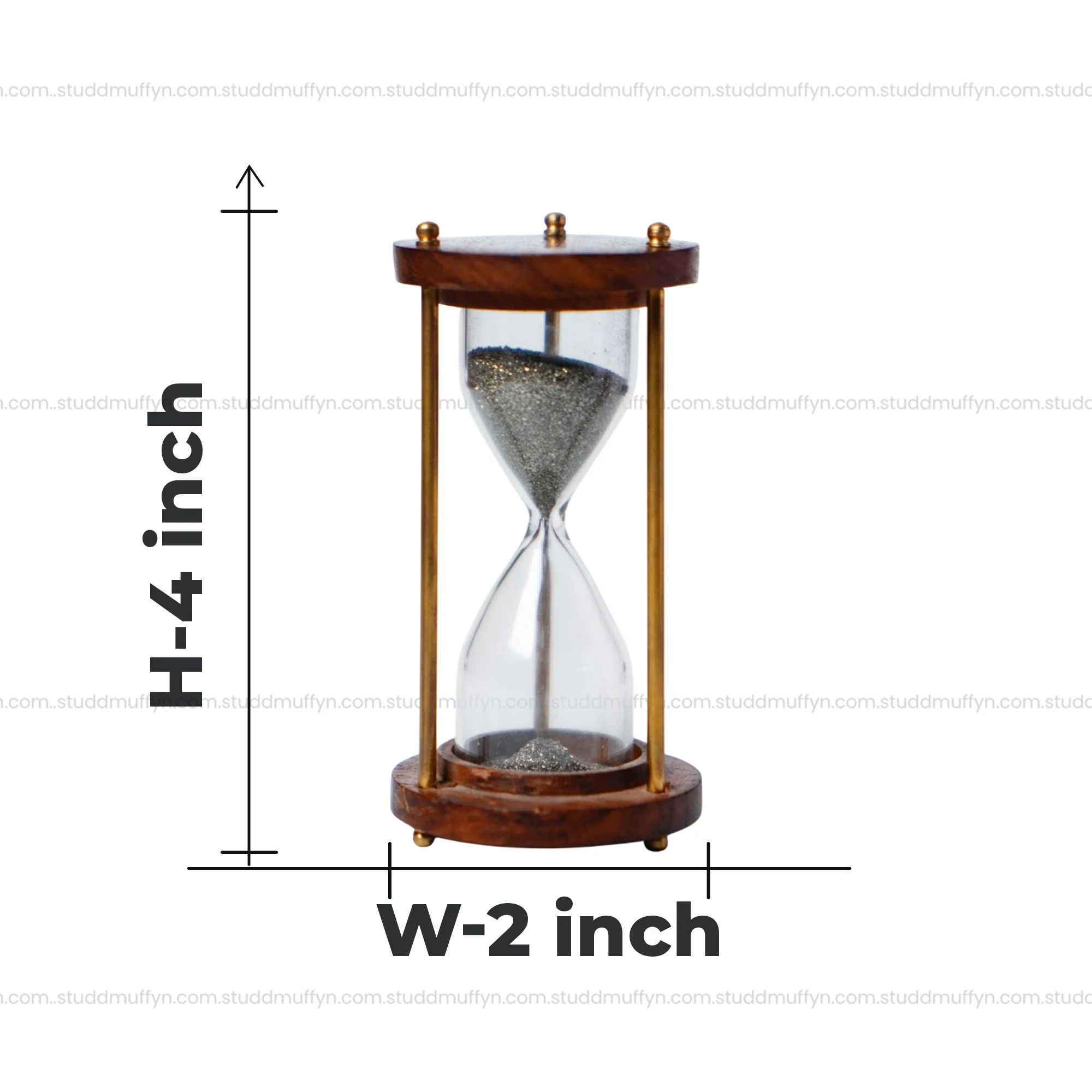 Pyrite Prosperity Flow Hourglass – Luxe Wood & Brass (4 Inch) - Image 8