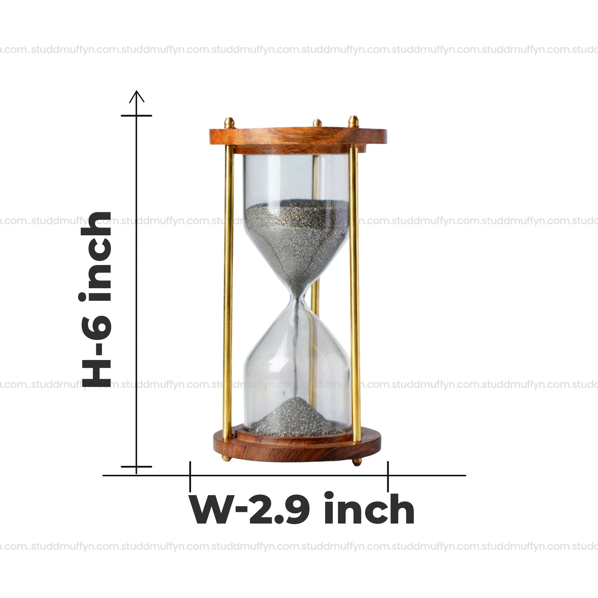 Pyrite Prosperity Flow Hourglass – Luxe Wood & Brass (6 Inch) - Image 9