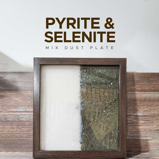 Pyrite & Selenite Dust Plate (Complimentary wooden frame) - Image 4
