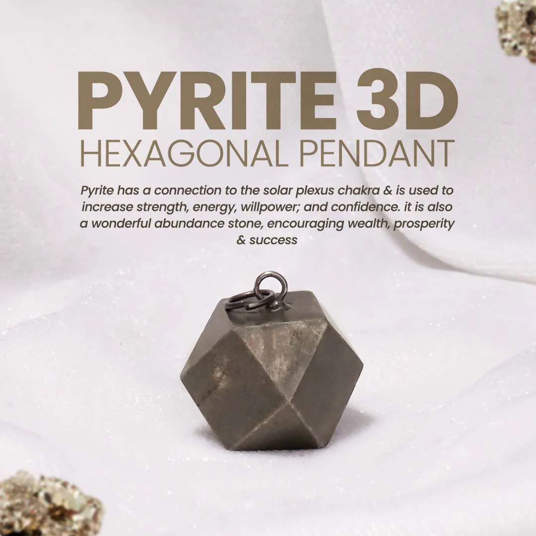 Pyrite 3d hexagonal Pendant (Without Chain) - Image 2