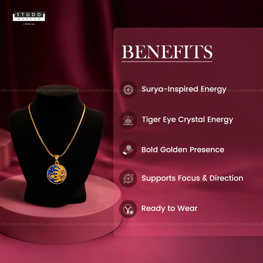 Radiant Surya Crystal Pendant - 24k Gold Tone Plated [ With Chain ] - Image 4