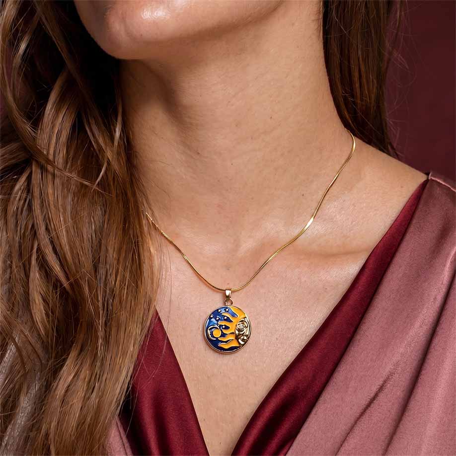 Radiant Surya Crystal Pendant - 24k Gold Tone Plated [ With Chain ] - Image 8