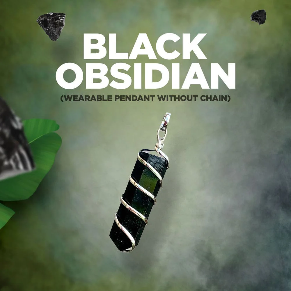 ATTRACT MONEY & PROTECT AURA (Raw Pyrite Stone & Black Obsidian Pendant (without chain) - Image 4
