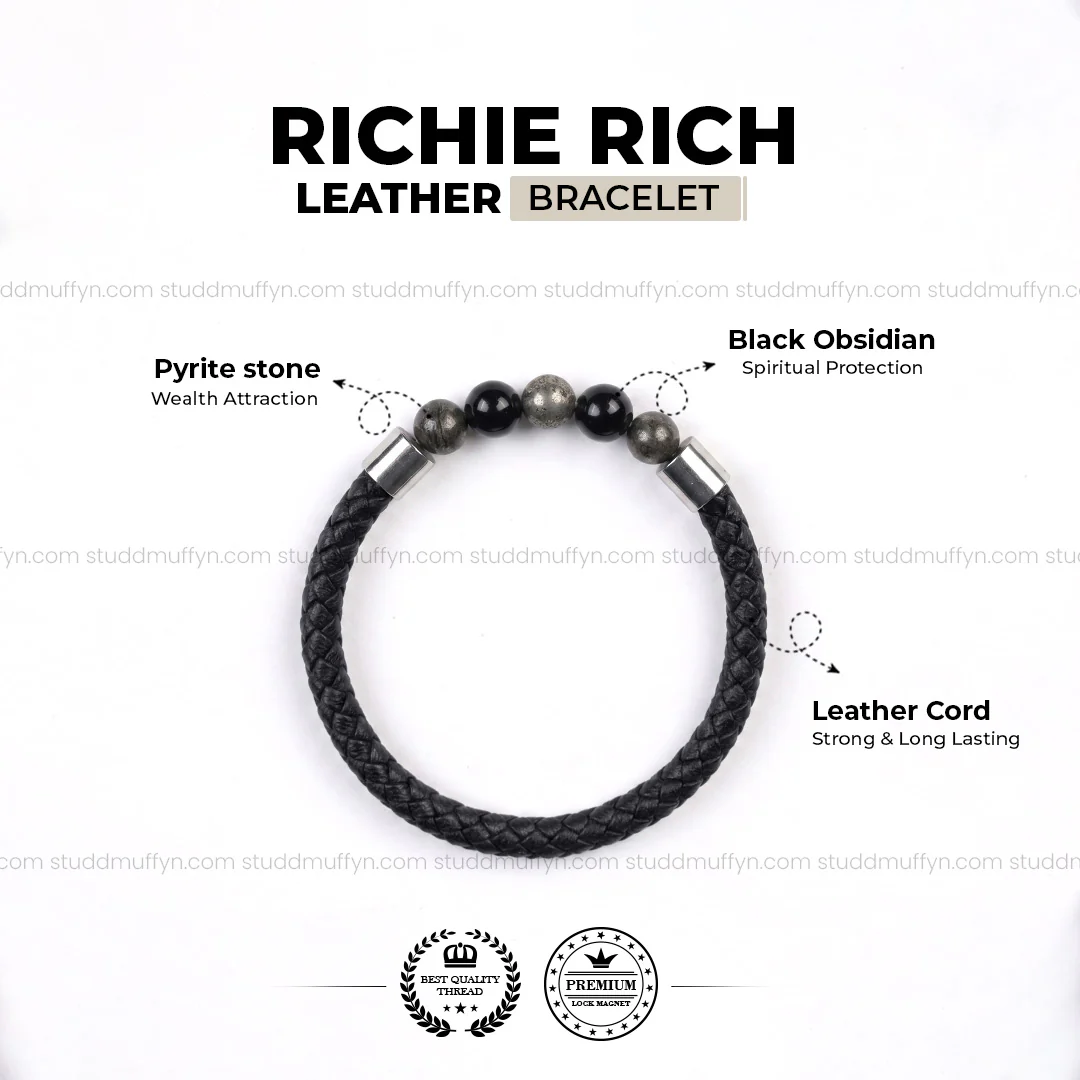 Richie Rich Stretchable Leather Bracelet - Image 4