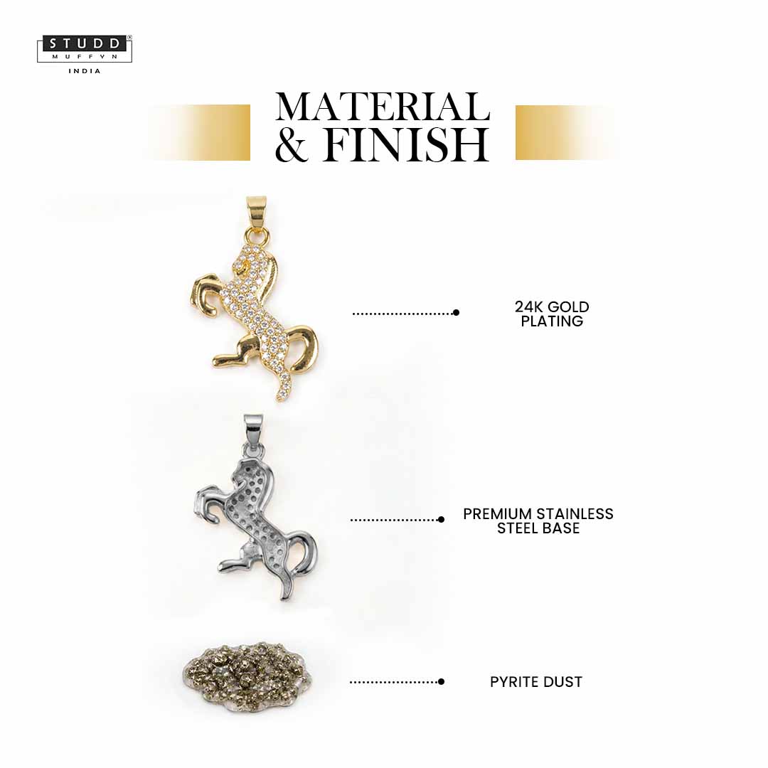 Ride Your Destiny Horse Pendant - 24k Gold Tone Plated [ Gold Chain ] - Image 3
