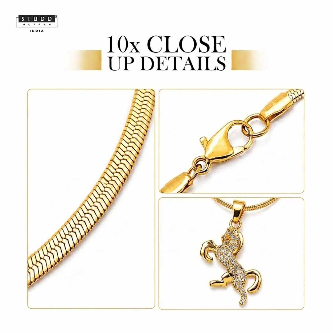 Ride Your Destiny Horse Pendant - 24k Gold Tone Plated [ Gold Chain ] - Image 5