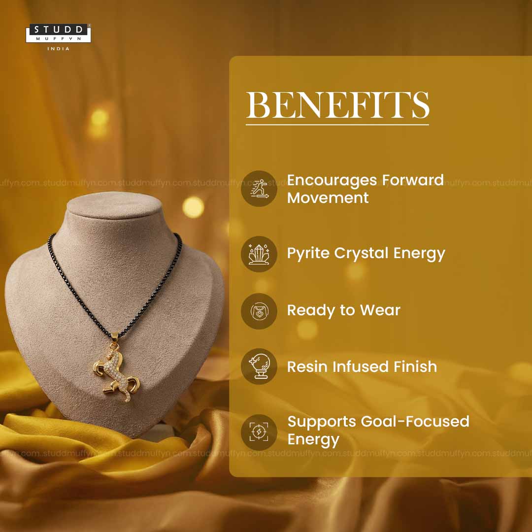 Ride Your Destiny Horse Pendant - 24k Gold Tone Plated [Black Chain] - Image 4