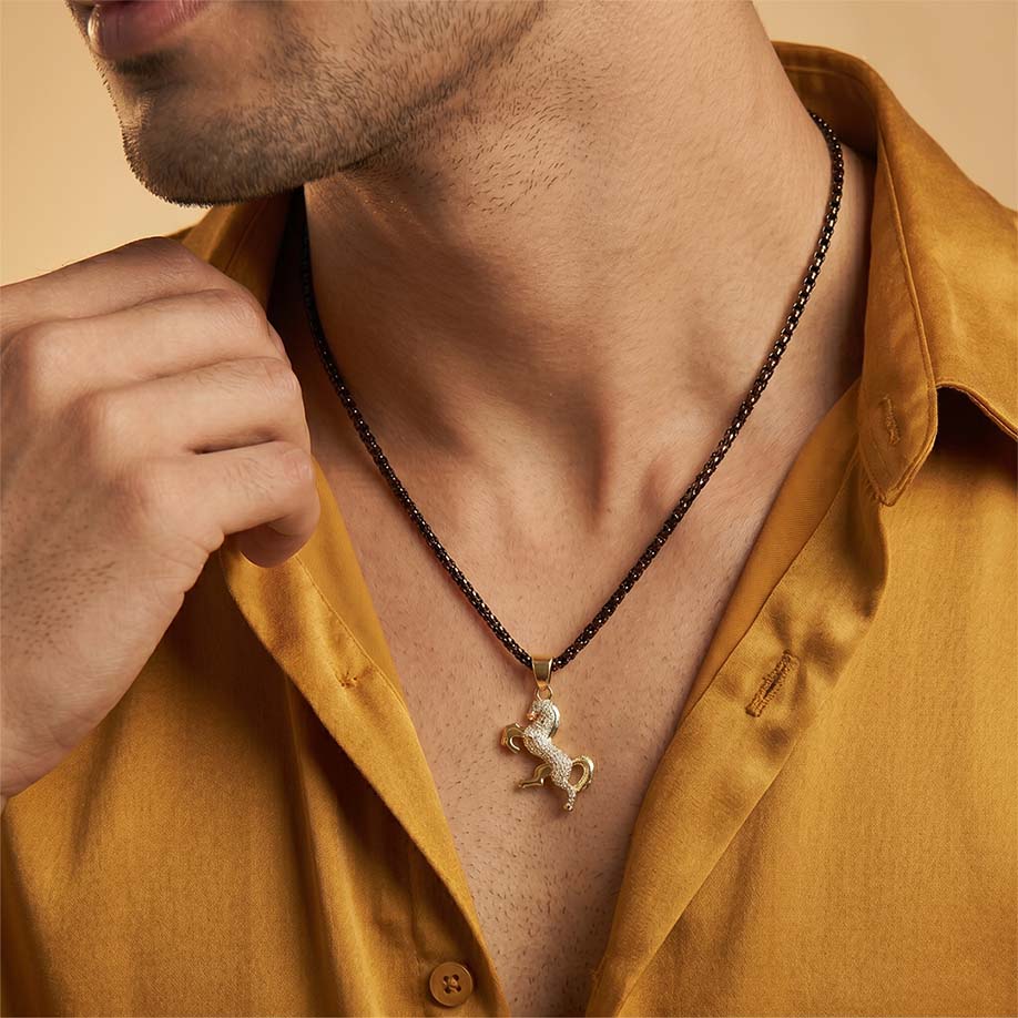 Ride Your Destiny Horse Pendant - 24k Gold Tone Plated [Black Chain] - Image 8