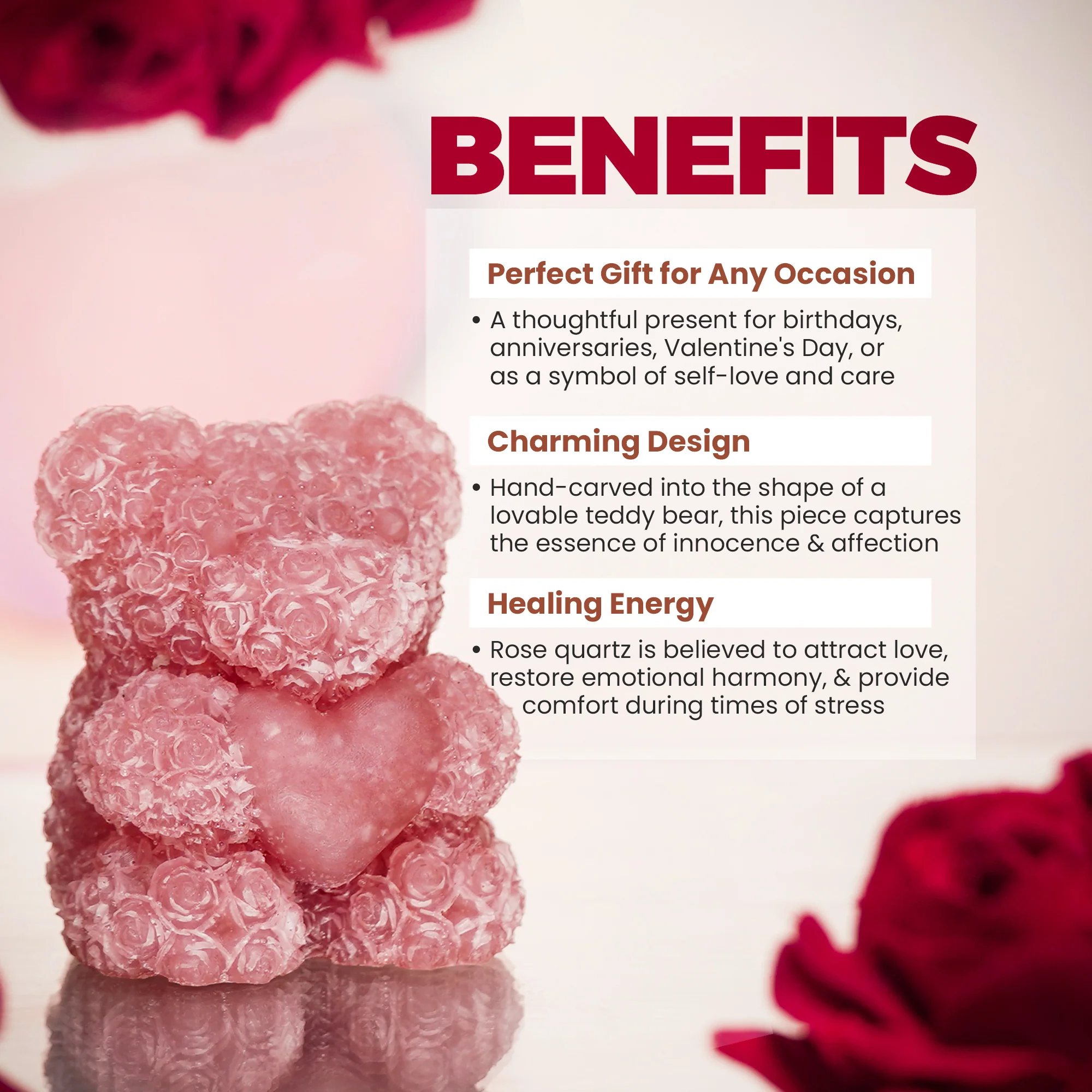 Rose Quartz Teddy Bear - Image 2