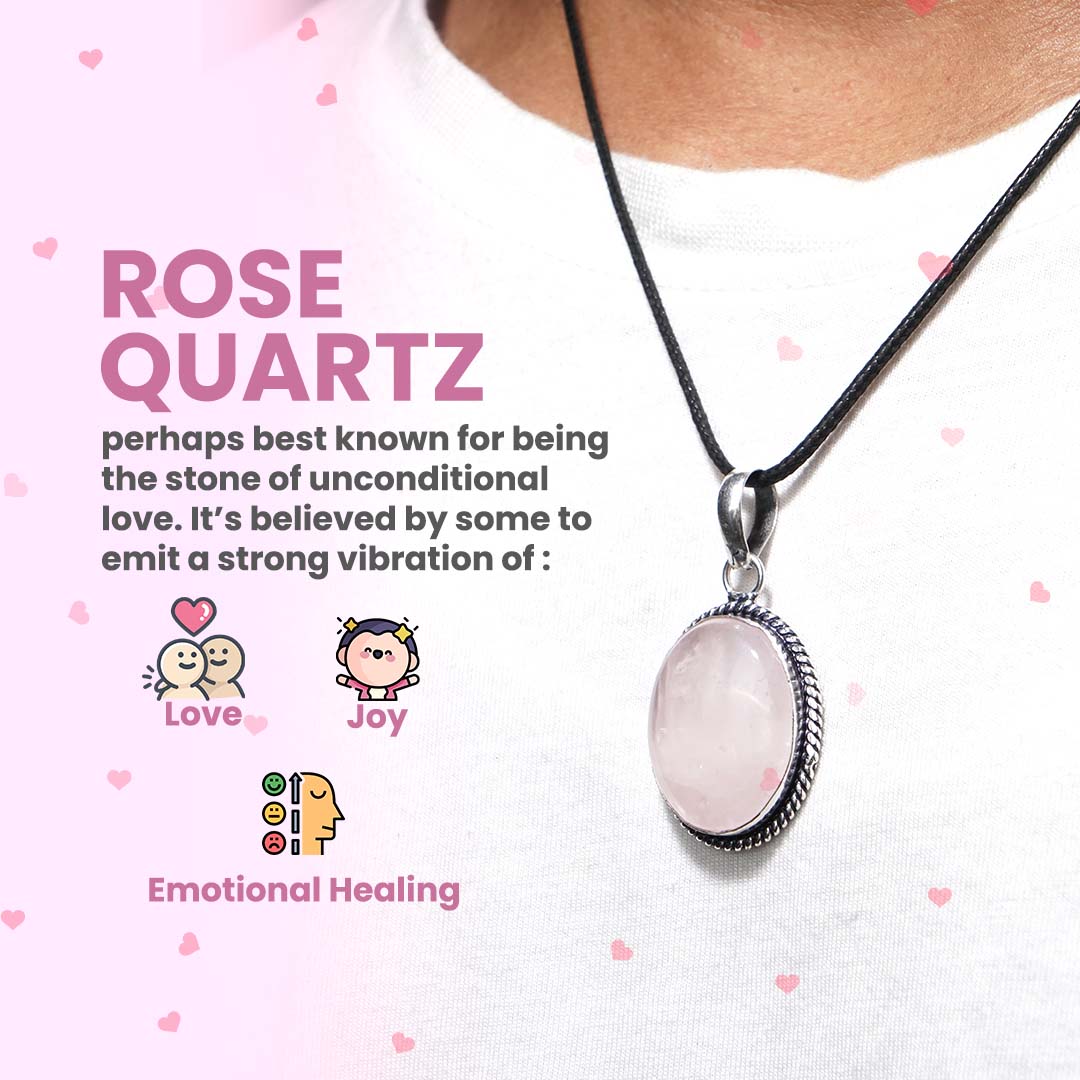 Rose Quartz Crystal Oval Pendant (Without Chain) - Image 4