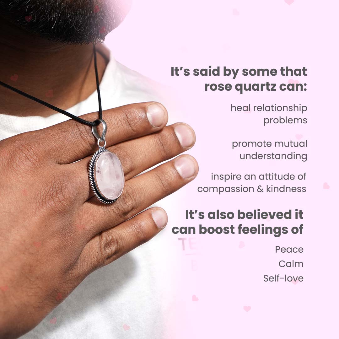 Rose Quartz Crystal Oval Pendant (Without Chain) - Image 5