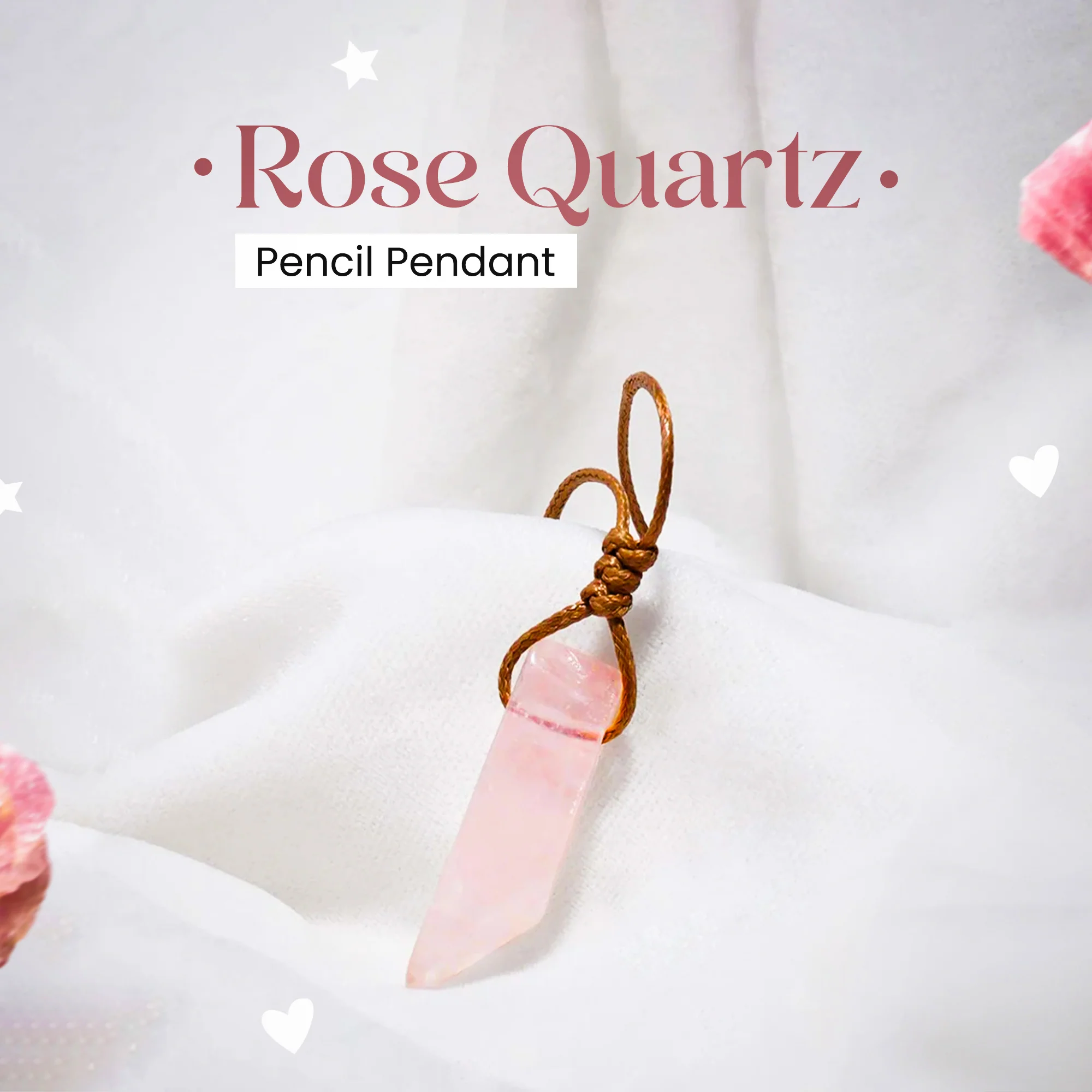 ⁠Rose Quartz Pencil Pendant