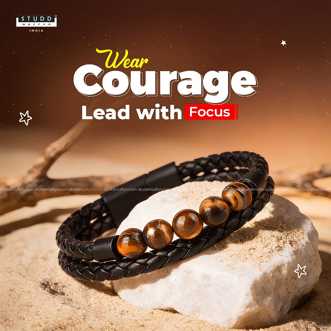 Tiger Eye Vegan Leather Bracelet - Image 2