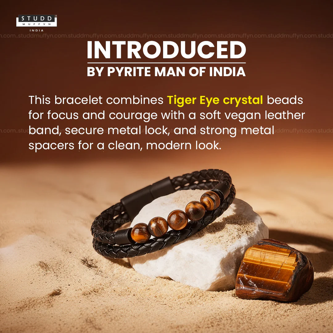 Tiger Eye Vegan Leather Bracelet - Image 4