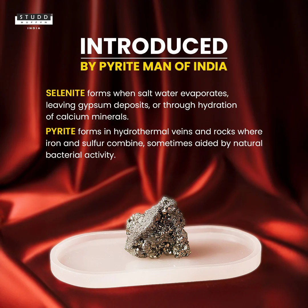 Selenite Recharging Plate With Pyrite Geode - Image 3