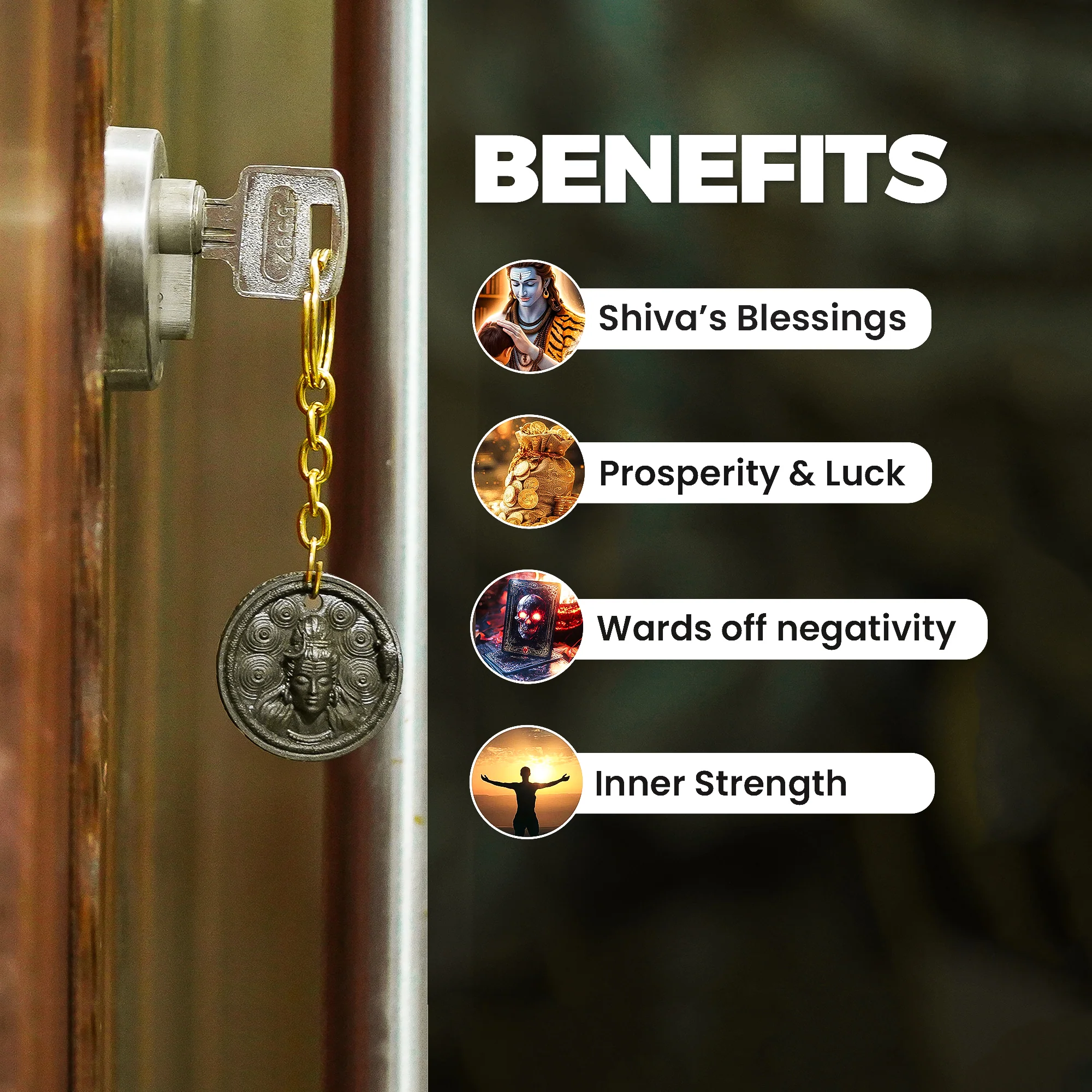 Bholenath Pyrite Keychain - Image 2